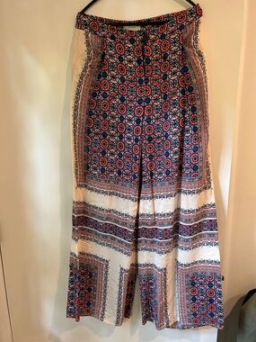 Anthropologie Ele/Venses Navy, Coral & Cream Medallion Print Skirt